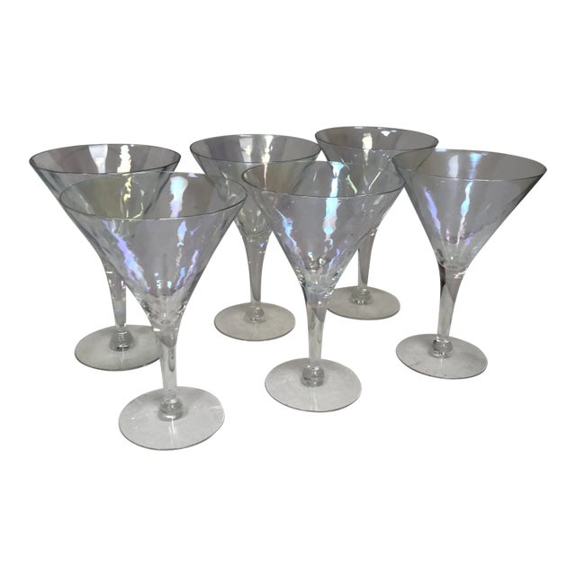 Vintage Iridescent Stemmed Wine Glasses - Set of 6 For Sale