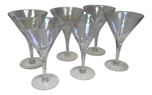 Vintage Iridescent Stemmed Wine Glasses - Set of 6