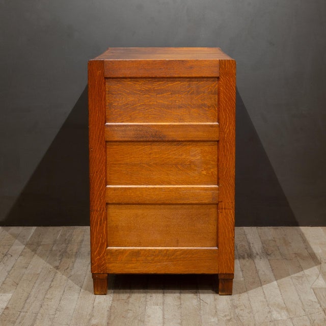 Antique Quarter Sawn Oak Double File Cabinet c.1908-1915 For Sale In San Francisco - Image 6 of 11