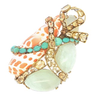 Late 20th Century Iradj Moini Aquamarine and Shell Cluster Brooch For Sale