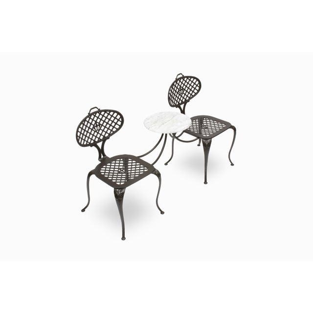 Mid 20th Century Vintage Tandem Patio Chair Set With Marble Table by Thinline For Sale - Image 5 of 8