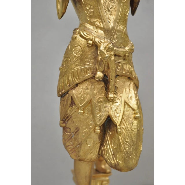 Antique Orientalist Gold Gilt Bronze Figural Male and Female Candlesticks - Pair For Sale - Image 10 of 18
