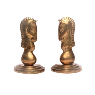 1970s Vintage Brass Horse Bookends - a Pair For Sale