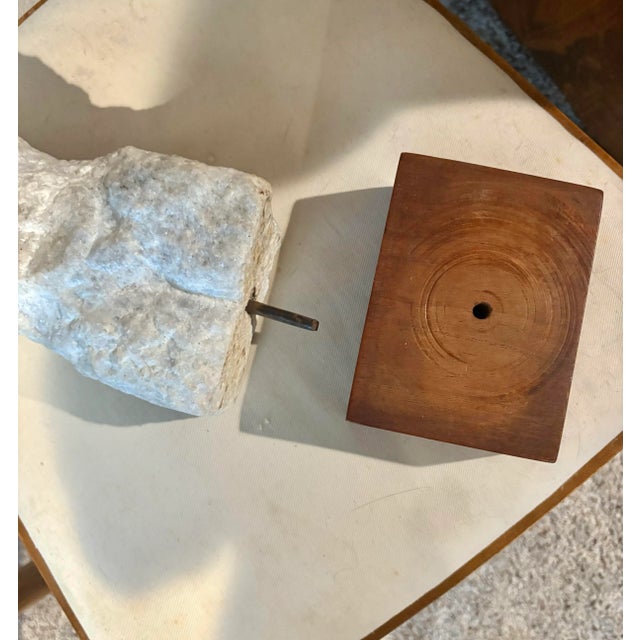 White Abstract Sculpture in Chiseled Marble of a Male Torso by Artist ‘Si’ Gordon (11" High), Signed For Sale - Image 8 of 9