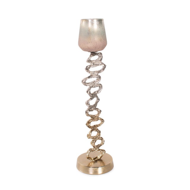 Metal Teresina Gold Ombre Candleholder- Tall For Sale - Image 7 of 11