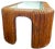 Striking and architectural 1970s coffee table featuring a sculptural, bent split reed wooden frame with softly rounded...