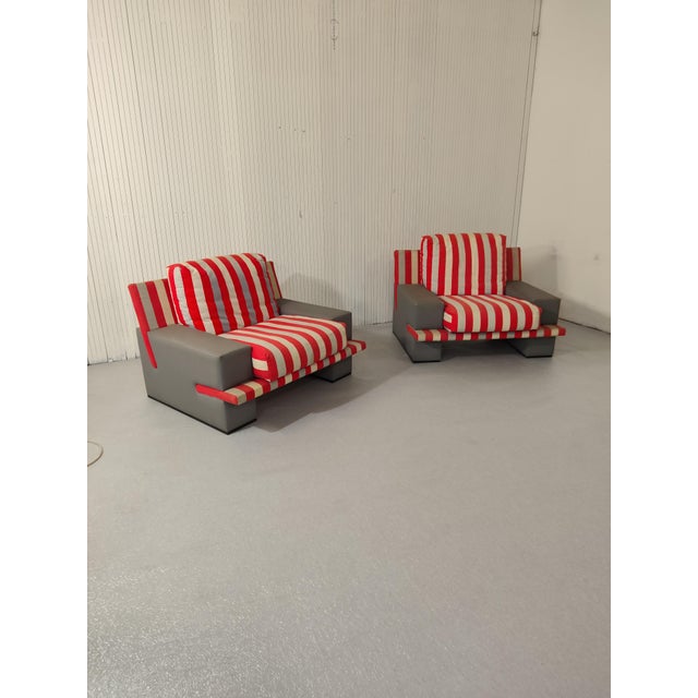 Vintage Armchairs in Fabric and Wood, 1970s, Set of 2 For Sale - Image 4 of 11