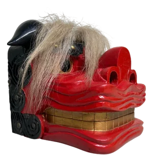 Shishi Lion Mask in Carved Lacquered Wood, 1950s-1960s