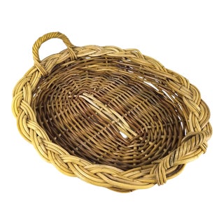 French Artisan Heavy Wicker Bread Basket For Sale