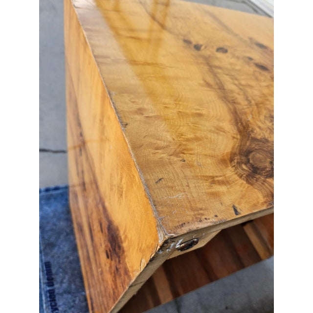 Wood 1970s Milo Baughman Style Burl Wood Coffee Table Vintage For Sale - Image 7 of 11