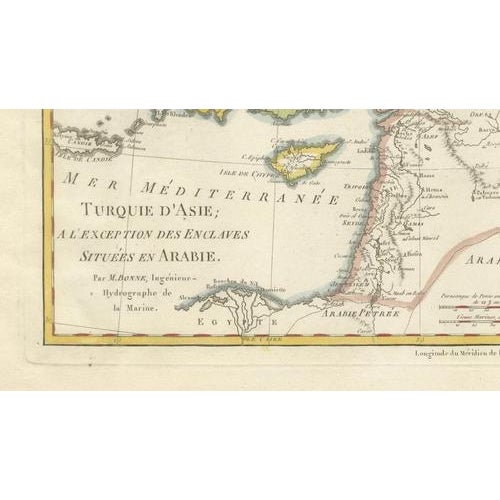Antique Map of Turkey in Asia, Middle East and Persia, Bonne, 1780s For Sale - Image 4 of 11