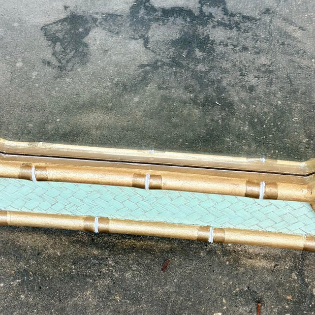 Vintage Parcel Gilt Faux Bamboo Pistachio Octagonal Wall Mirror - Newly Painted For Sale - Image 9 of 12