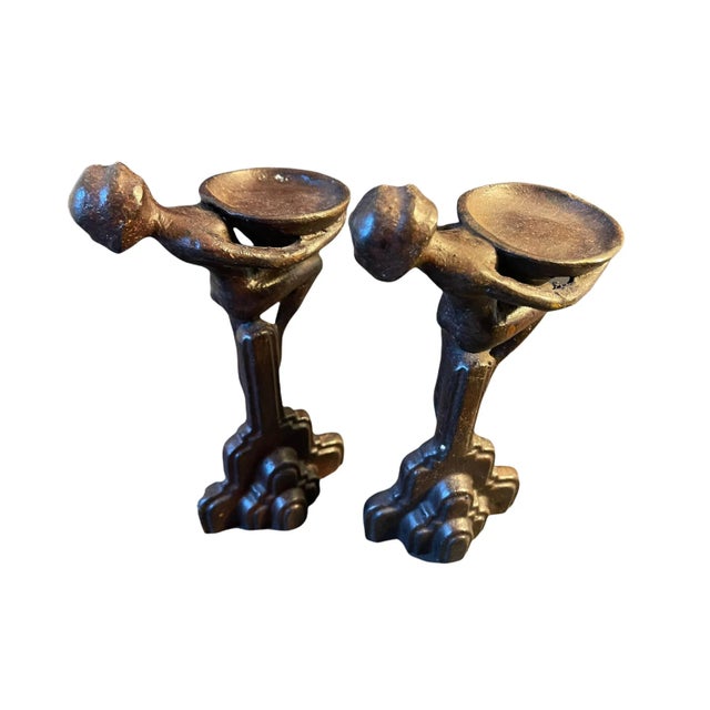 1920s Art Deco Spelter Figural Compote Sculptures- a Pair For Sale - Image 10 of 13