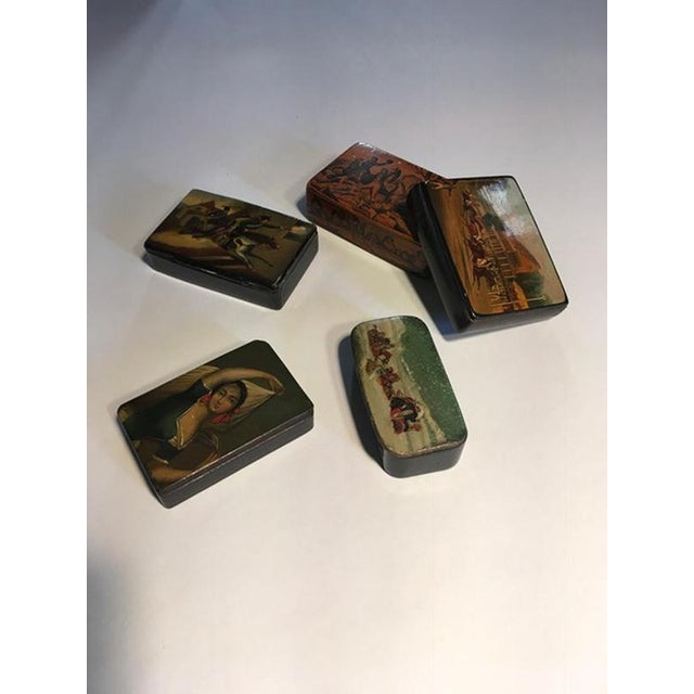 Mid-18th Century Wood Lacquered Boxes with Landscape Scenes, Set of 5 For Sale - Image 13 of 16