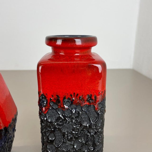 Black Set of Two Pottery Fat Lava Cubic Vases from Jopeko, Germany, 1970s For Sale - Image 8 of 18