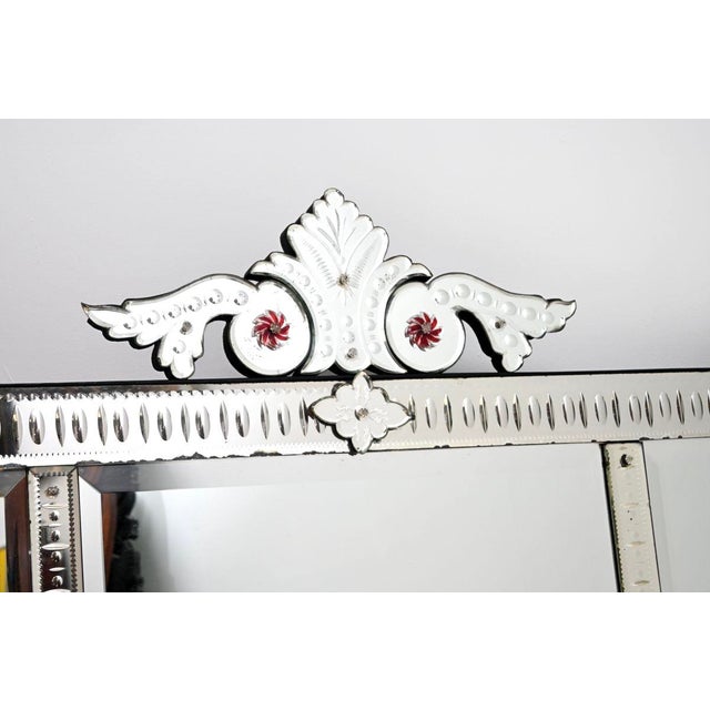 Large Antique Italian Venetian Etched Glass Mirror, 1900 For Sale - Image 4 of 12
