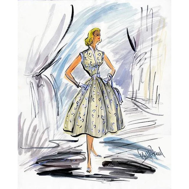 Chairish Exclusive: Available At Chairish Only. Rare Reproduction Of Original Costume Sketch By Edith Head For Actress...