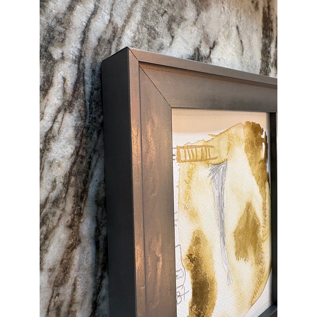2020s Contemporary Abstract Study in Golds and Grays, Framed For Sale - Image 5 of 5