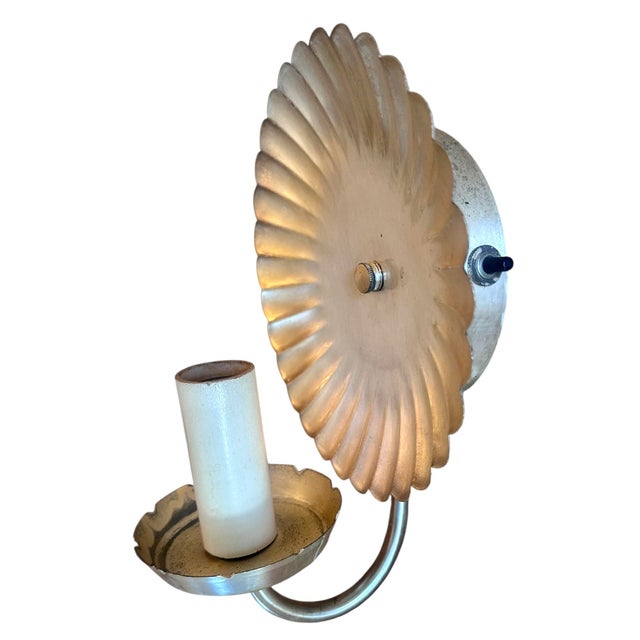 Clam Shells Sconces in Original Silverplate Finish, Pristine Patina, Circa 1920 For Sale - Image 4 of 9