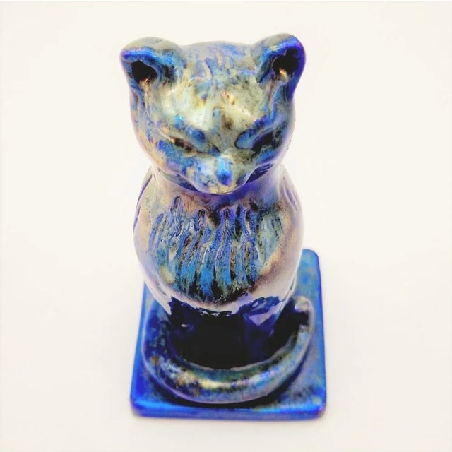 Ceramic Vintage Cat Figurine in Ceramics from Rambersvillers, 1940s For Sale - Image 7 of 8
