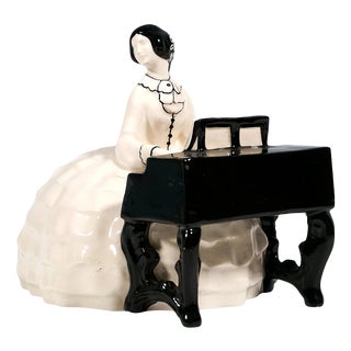 Piano Lady Crinoline at a Spinet attributed to Bertold Loeffler for Vienna Ceramics, 1913 For Sale