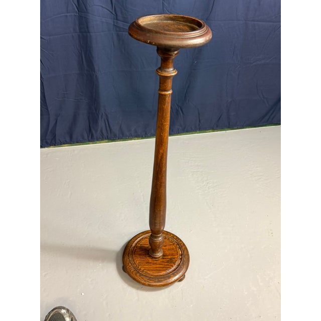 Wood Antique Turned Wood Pedestal Stand, 1930 For Sale - Image 7 of 13