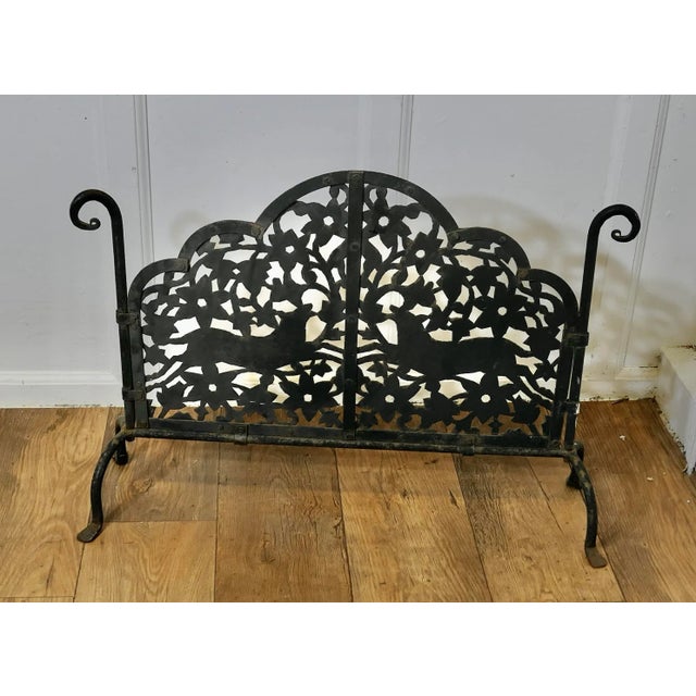 Gothic Pierced Wrought Iron Fire Screen For Sale - Image 6 of 8