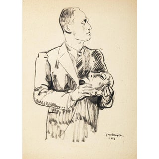 Yves Brayer, La Masque, 1943, Pen Drawing For Sale