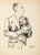 Yves Brayer, La Masque, 1943, Pen Drawing For Sale