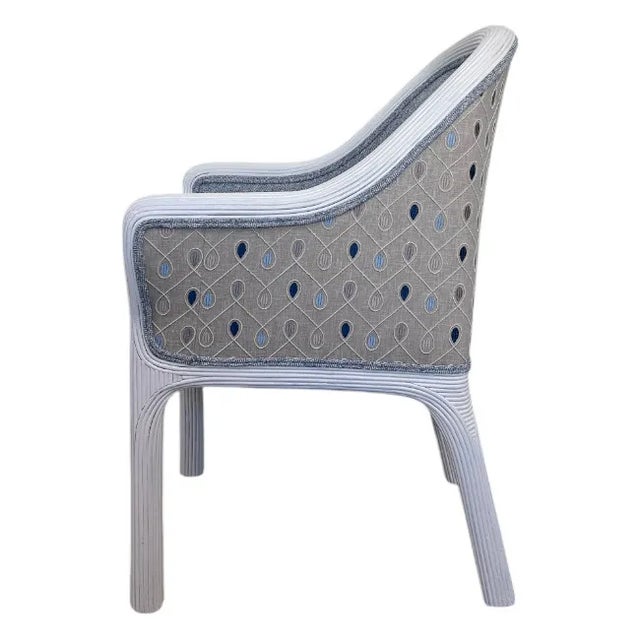 Mid-Century Modern 4 Reeded Rattan Dining Chairs For Sale - Image 3 of 6