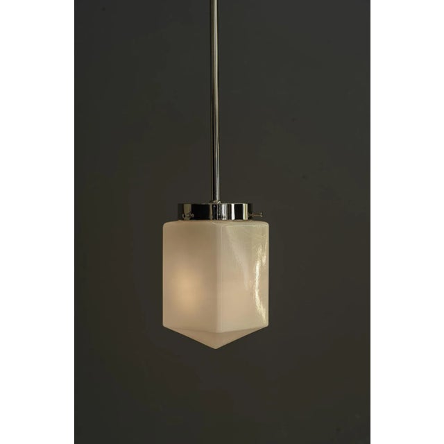 Art Deco Nickel, Plated Pendant with Opal Glass Shade, Vienna, 1920s For Sale - Image 10 of 12