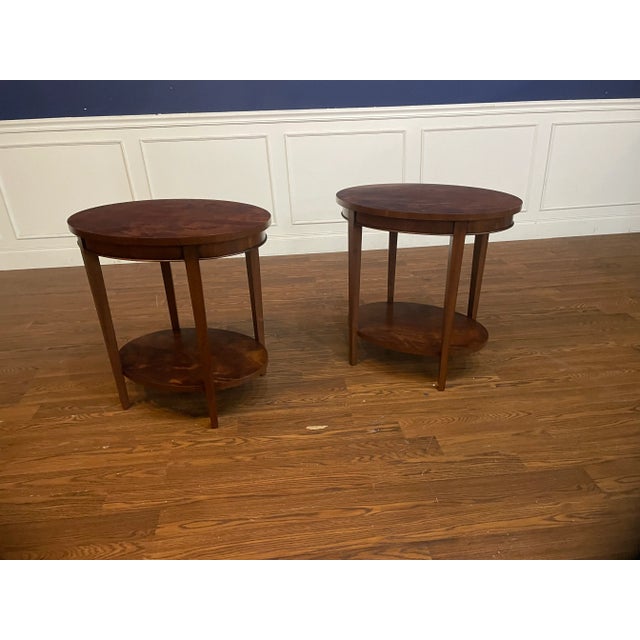 Pair of Leighton Hall Mahogany Oval End Tables - Showroom Samples For Sale - Image 12 of 12