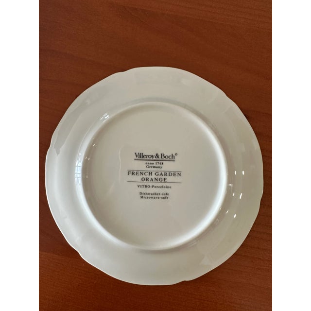 1990s Villeroy and Boch “French Garden Orange” Bread and Breakfast Plates- Set of 7 For Sale In New York - Image 6 of 8