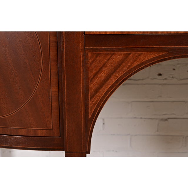 1980s Baker Furniture Federal Inlaid Mahogany Sideboard Credenza, Newly Refinished For Sale - Image 11 of 15
