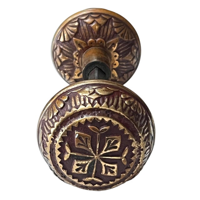 Add a wonderful touch of antique bronze hardware to your favorite door with this pair of American vernacular door knobs...