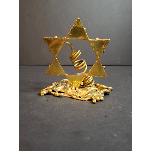 1970s Vintage 1970s Copa Brazil Brutalist Star of David Brass & Amethyst Sculpture For Sale - Image 5 of 6