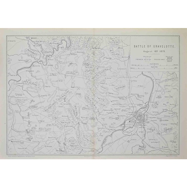 Battle of Gravelotte is a map realized by Robert Walker. Lithograph, printed in 1872 by Milliam Mackenzie, London. Good...