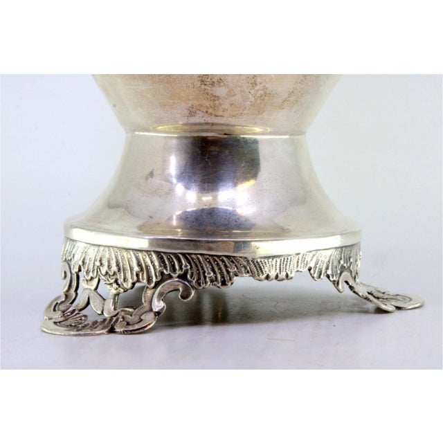 Rounded Silver Vase with Engraved Floral Rim Motifs For Sale - Image 3 of 9