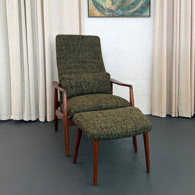 1960s 1960s Danish Modern Reclining Lounge Chair Ottoman Set by Søren Ladefoge for Sl Mobler For Sale - Image 5 of 10