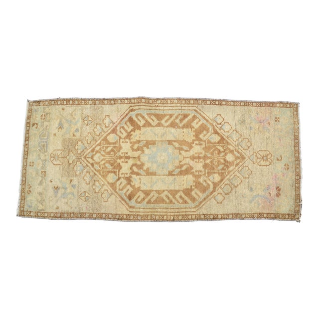 Mid 20th Century Faded Oushak Mini Rug For Sale