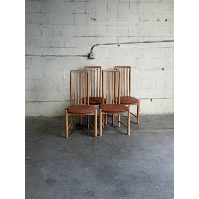 Brown Set of 4 Danish Modern Kvist Dining Chairs in Beech With Leather Seats For Sale - Image 8 of 10