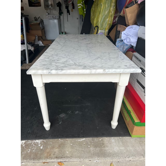 Vintage Williams Sonoma Carrara Marble Table For Sale - Image 11 of 16