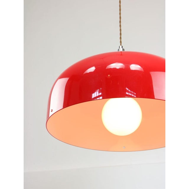 1960s Big Space Age Red Pendant Lamp from Guzzini, 1960s For Sale - Image 5 of 18