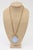 Gold Plated Pendant Necklace by Charles Allen With Large Glass Blue Opalescent Stone, 1980's For Sale - Image 9 of 10