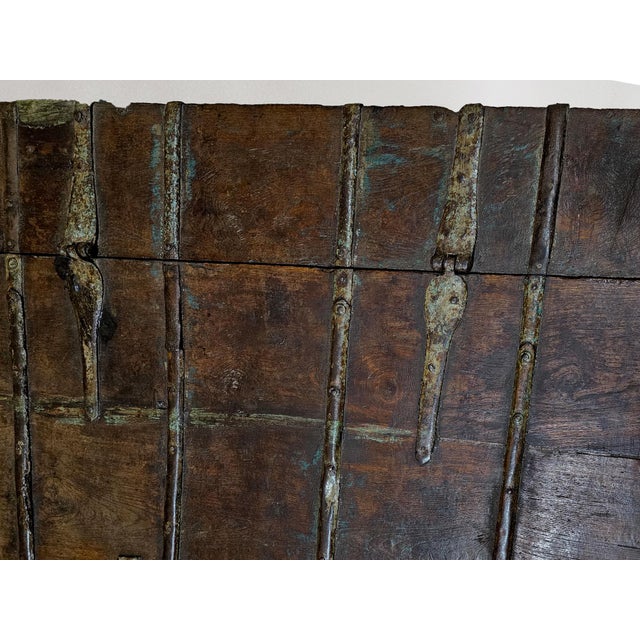 Anglo-Indian Painted Teak Iron-Bound Merchant's Chest For Sale - Image 4 of 8