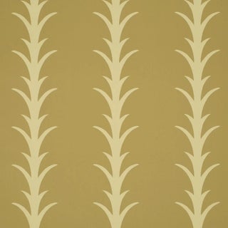 Schumacher x Celerie Kemble Acanthus Stripe Wallpaper In Anis On Chartreuse For Sale