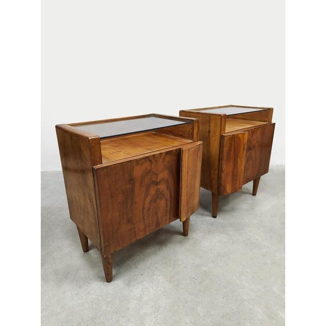 Vintage Italian Teak Veneer Nightstands, Set of 2 For Sale - Image 3 of 7