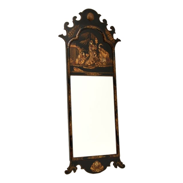 Antique Georgian Lacquered Chinoiserie Mirror, 1800s For Sale