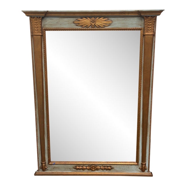Neoclassical Style Giltwood Painted Wall Mirror, Vintage For Sale