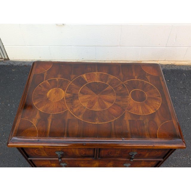 Theodore Alexander Mid 20th Century Theodore Alexander Style Inlaid Solid Wood 3-Drawer Bachelor’s Chest or Nightstand For Sale - Image 4 of 11